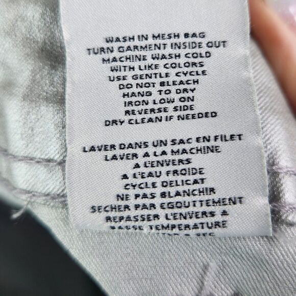 OAT New York Pants‎ Womens 4 27 Silver High Rise Wide Leg Metallic Coated Denim - Picture 12 of 12